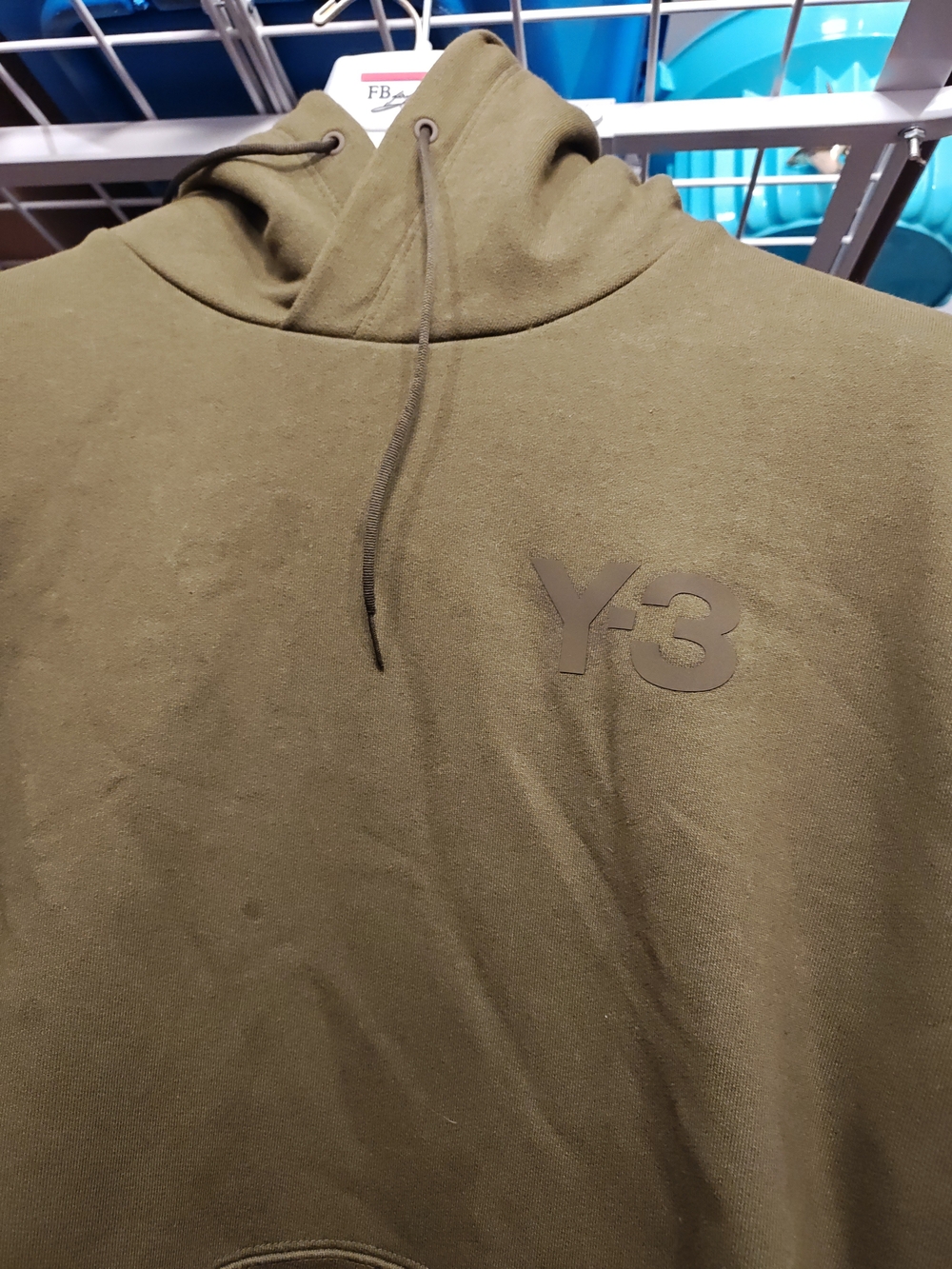 Y-3 Olive Green Pullover Hoodie with Subtle Logo